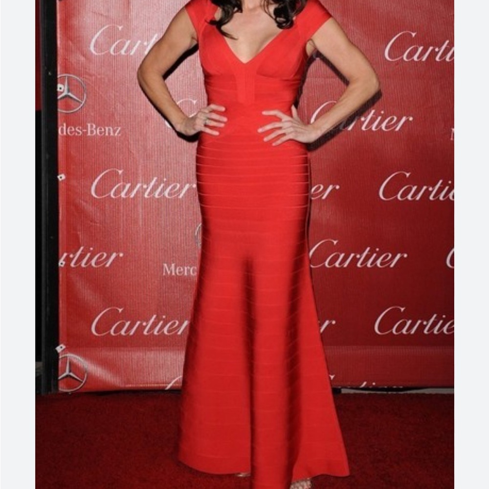 Herve Leger Red Maxi Dress